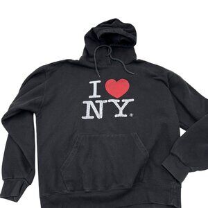 I Love NY Black Pullover Hoodie Large‎ Sun USA Cotton Blend Unisex